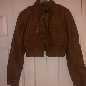 Cropped Faux Leather Jacket